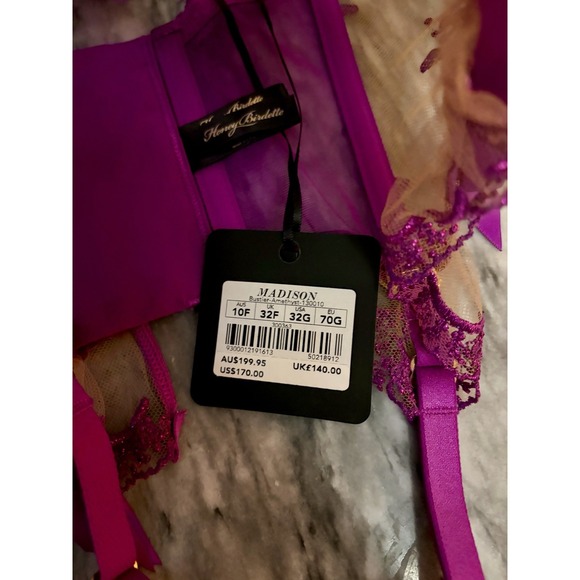 Honey Birdette $170 NWT Madison 32G Amethyst Corset Bra Top NEW - Picture 3 of 5
